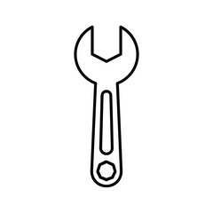 Simple wrench spanner tool outline symbol isolated on