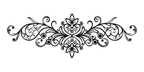 Intricate Floral Earring Outline with Transparent Background