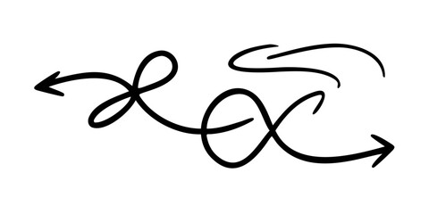 Looping Twisting Arrow Doodle Graphic curving