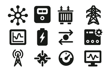 Module tower gateway grid smart vector stability transformer icon automation frequency