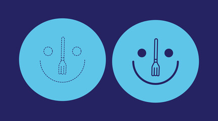 fork with smile fun food  logo vector design. happy food restaurant symbol vector template