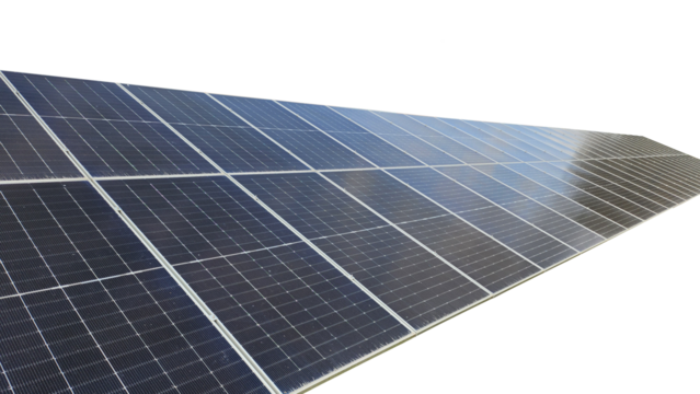 Large Array of Modern Solar Panels Generating Renewable Energy