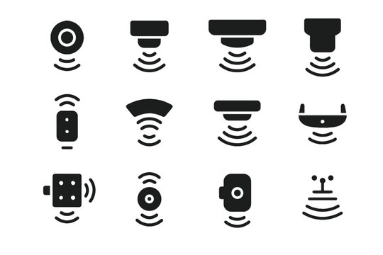Sonar unit emitter icon node sensor front ultrasonic vector rear icons