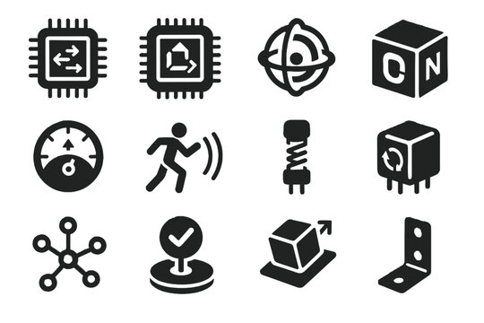 Sensor attitude inertial vector bracket vibration fusion unit chip calibration icons icon