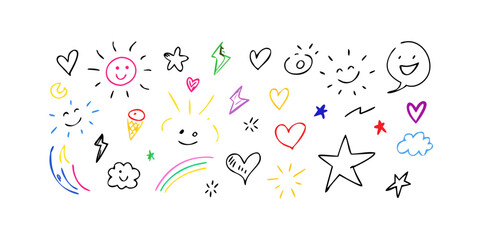 Neon Hand Drawn Doodles on White Background vector