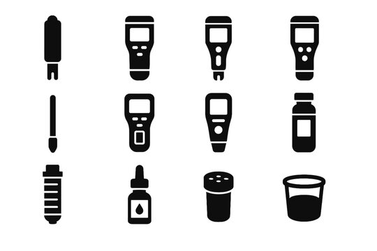Ph calibration water handheld bacteria icon rapid portable probe vector tester cap