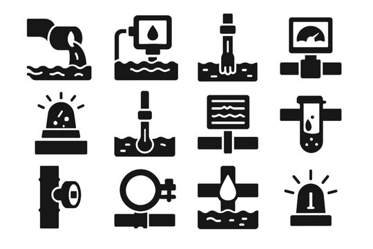 Viewer contamination icon pollution thermal icons monitoring module vector turbidity effluent probe