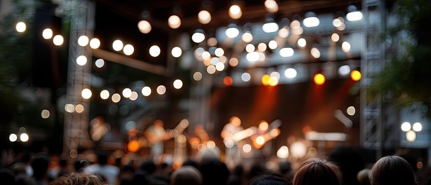 Vibrant concert scene with colorful fireworks and lively crowd enjoying an unforgettable night under the sky