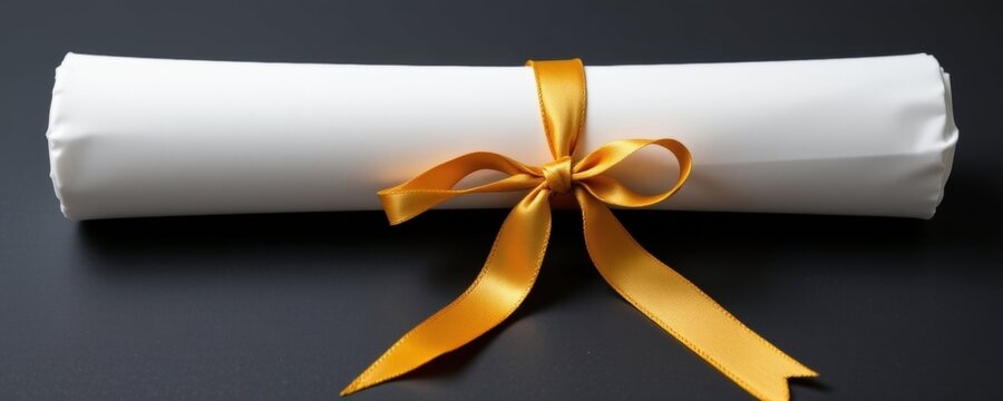 Graduation certificate roll with golden ribbon studio setup high-quality image symbolic representation