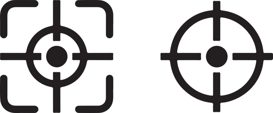 Two Target Reticle Icons Showing Aiming And Focusing crosshair scope