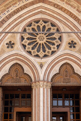 Details of portal of entrance gate to Lower Basilica of Saint Francis of Assisi, Assisi, Italy