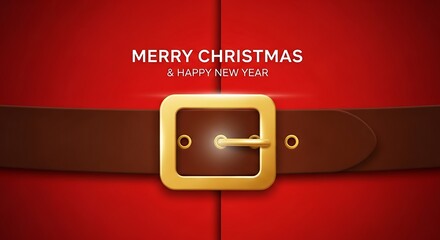 Close up of santa claus red suit belt buckle merry christmas greeting