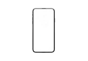 Modern smartphone with blank screen isolated on transparent background