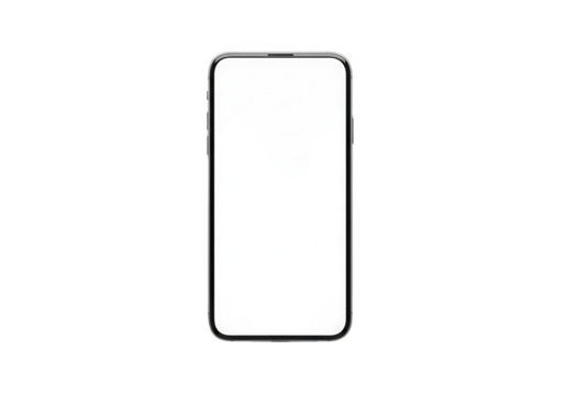 Modern smartphone with blank screen isolated on transparent background