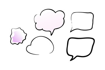 Pastel watercolor speech bubbles and shapes thought bubble