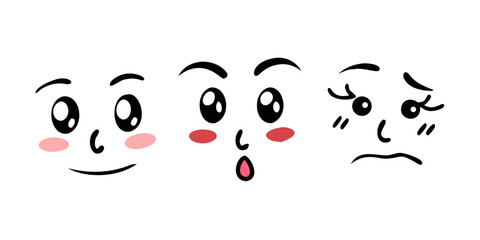 Pink and red doodle eyes and mouth shapes mouths
