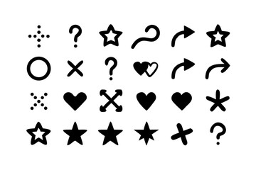 Naklejka premium Playful Black Vector Icons on White Background