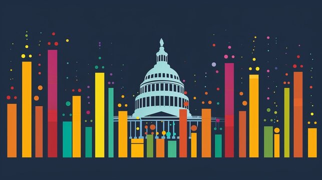 Vibrant financial visuals highlight the u.scapitol, representing governance and economic dynamics