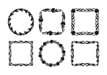 Elegant black floral frames and decorative borders collection
