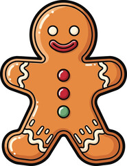 Cute gingerbread man vector illustration christmas cookie character icon