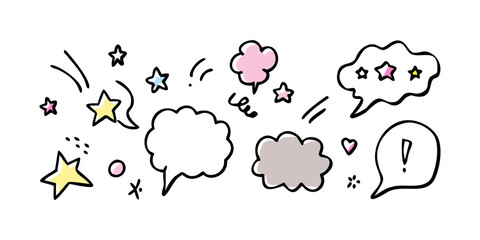 Playful pastel speech bubbles and star shapes pink