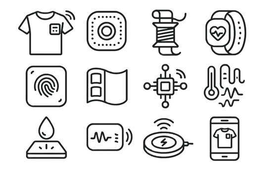 Band patch fitness alert tech vibration chip charging icon vector icons wearable