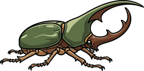 Green rhinoceros beetle vector illustration hercules beetle insect art