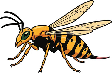 Yellow jacket wasp vector illustration aggressive insect icon