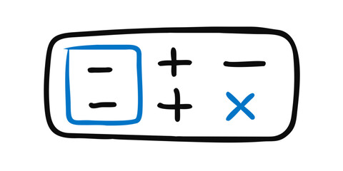 Fototapeta premium Simple calculator doodle with plus minus and cross symbols