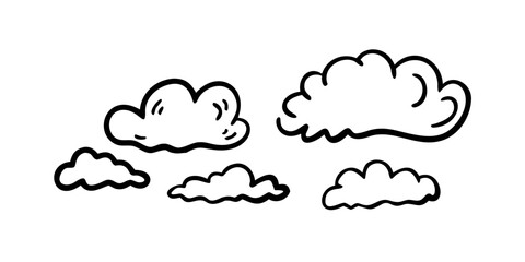 Simple Doodle Clouds in Various Shapes drawing icon