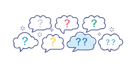 Speech Bubbles with Question Marks on White Background