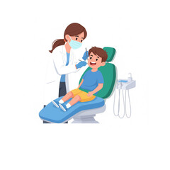 Female Dentist Checking the Teeth of a Young Boy