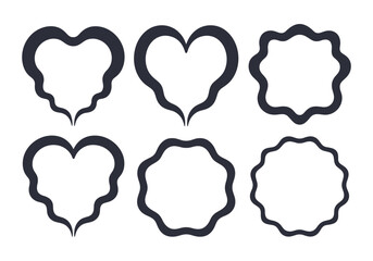 Abstract wavy heart and circular frame outline shapes design