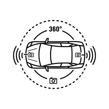 Top view icon illustrating 360 degree car camera system