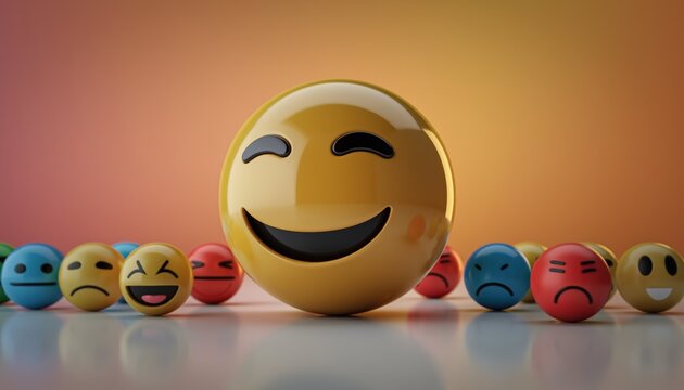 Collection of Emojis with a Central Happy Emoji