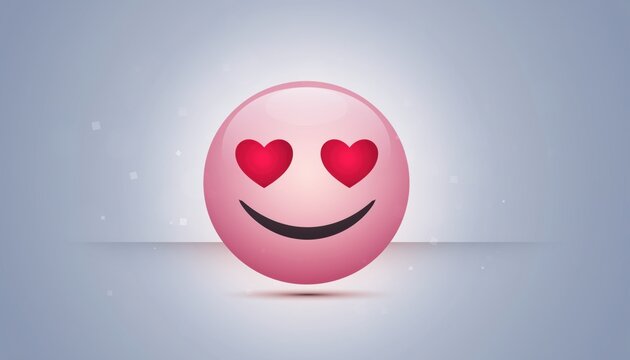 Pink Emoji with Heart Eyes - Powered by Adobe