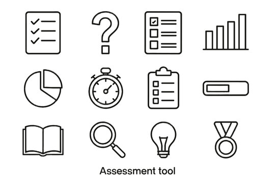 Pie chart progress stopwatch book clipboard assessment icons sheet tools mark icon