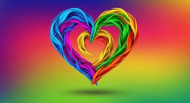 Celebrate love and inclusivity with this vibrant rainbow heart art, perfect for pride month campaigns and expressing heartfelt emotions with a modern, artistic touch - Powered by Adobe
