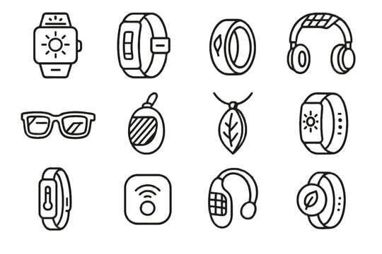 Smart gadget solar air band fitness eco ring icon vector temperature