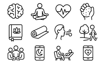 Health icons therapy icon pose support relief resilience mental mat vector ball