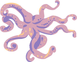 A whimsical, stylized vector illustration of an octopus with prominent tentacles. Suitable for ocean exploration themes, aquatic parks, and playful marine-themed branding.