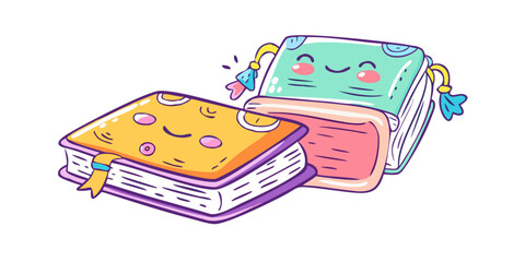 Two cute doodle books with faces and pigtails paper