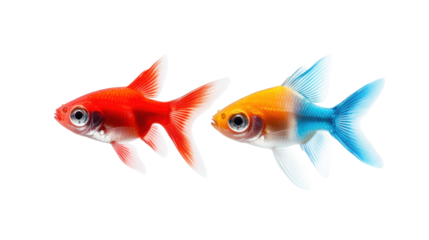 Colorful fish swimming on transparent background