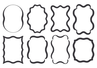 Collection of eight hand drawn decorative oval and rectangular frames