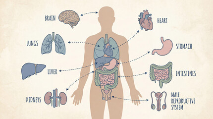 Human anatomy organs illustration detailed vector diagram medical educational chart