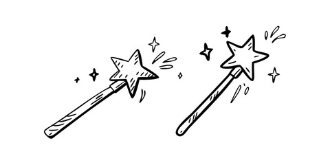 Whimsical hand drawn magic wands and stardust sparkle 1