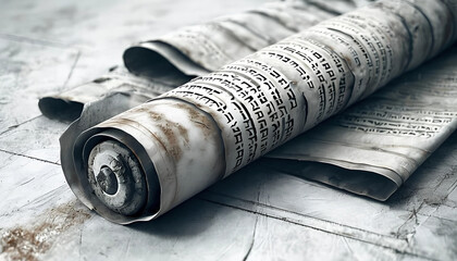 antichi rotoli di papiro con incise parole in antica lingua morta, ancient papyrus scrolls with words engraved in an ancient dead language