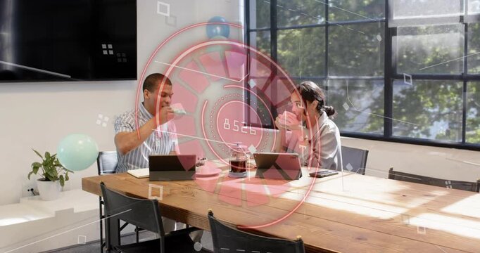 Lead asking subject or style choice woman okaying team making 20 prompts with HUD on laptop for desi