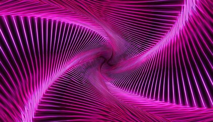 graphic design art of abstract illusion of spiral with geometric shapes of pink and violet neon lines