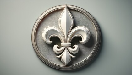 white fleur de lis emblem presents clean smooth texture with subtle shadows ideal for branding product showcase social media backdrop